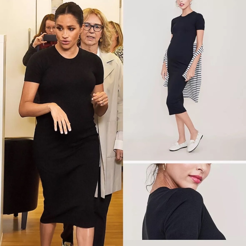 Hatch Maternity Eliza Lightweight Knit T-Shirt Maternity Short Sleeve Black XS